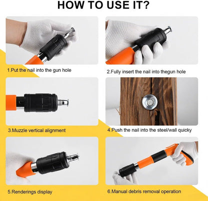 Adjustable Manual Nail Gun for Concrete, Woodworking Decoration Nailer Gun